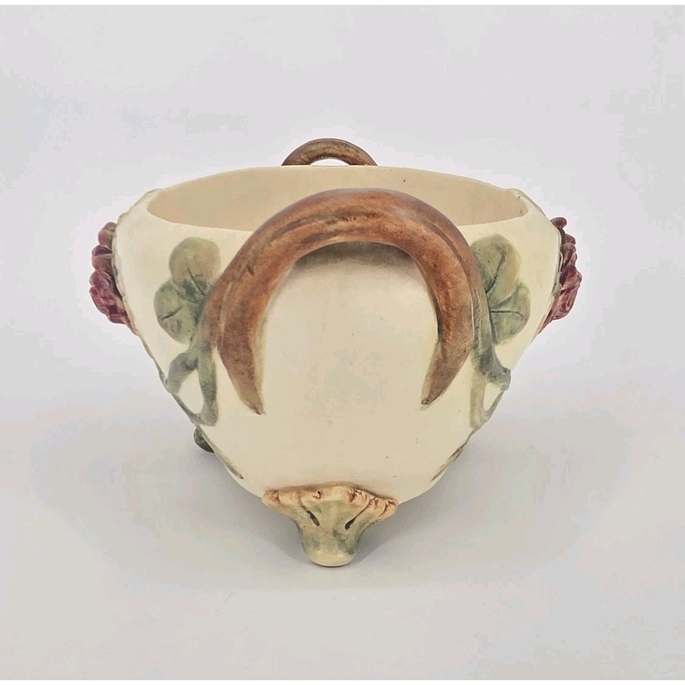 Antique Weller Roma Rose Pottery Oval Console Bowl Planter Applied Roses 11in OH - Picture 6 of 11